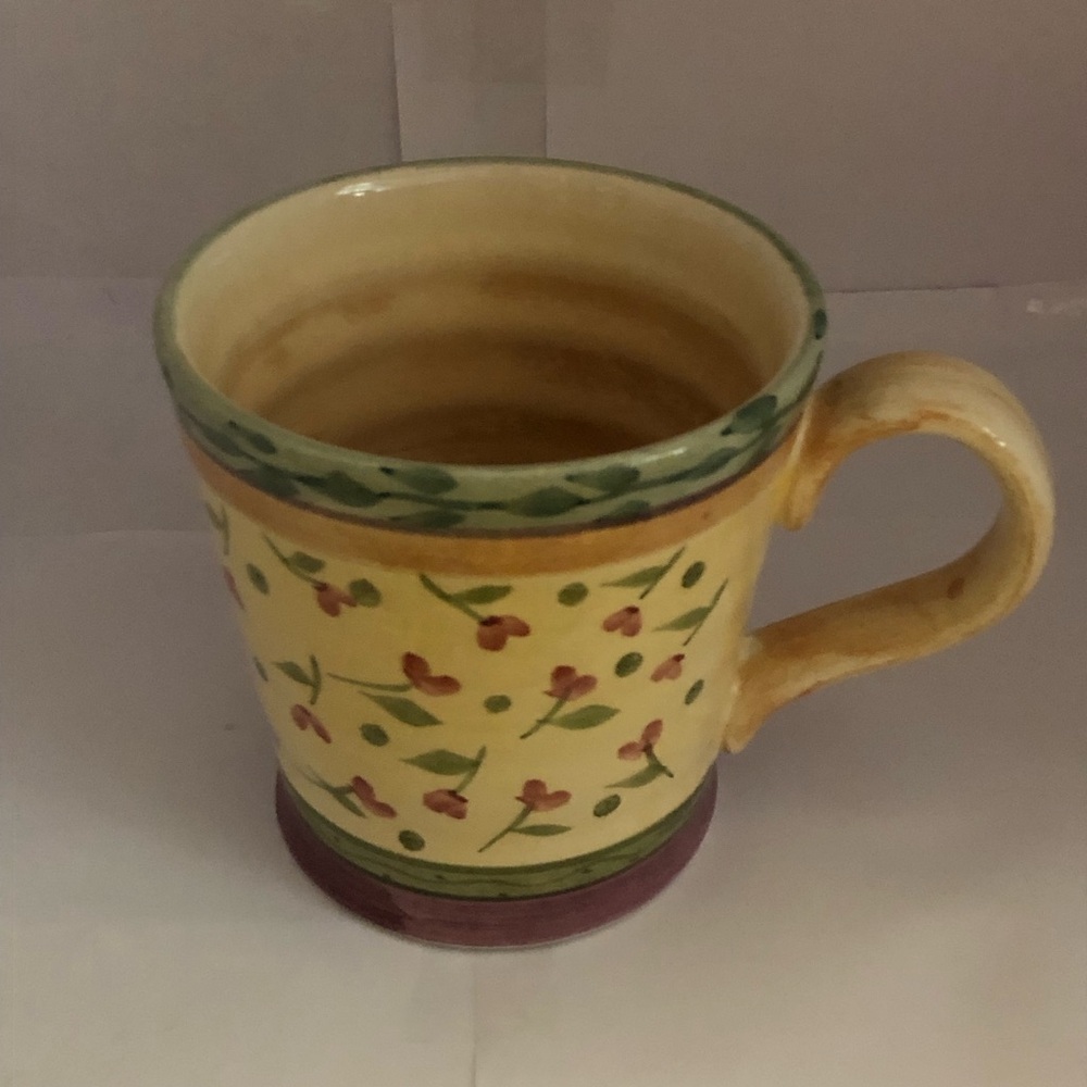 Culinary Arts Studio Yellow Julie Ingleman Ceramic Floral Coffee Mug CUTE! HOMEY